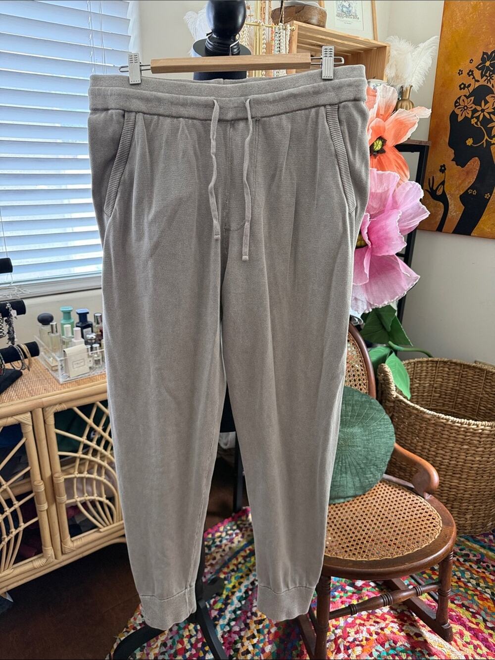 Barefoot Dreams Taupe Brushed Terry Elastic Drawstring Jogger Sweatpants
